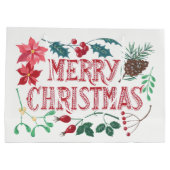 Grand Sac Cadeau Noël botanique traditionnel (Dos)