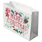 Grand Sac Cadeau Noël botanique traditionnel (Dos Angle)