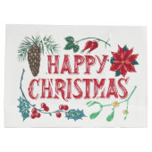 Grand Sac Cadeau Noël botanique traditionnel (Dos)