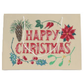 Grand Sac Cadeau Noël botanique traditionnel (Devant)