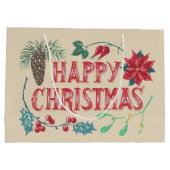 Grand Sac Cadeau Noël botanique traditionnel (Dos)