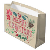 Grand Sac Cadeau Noël botanique traditionnel (beige) (Dos Angle)