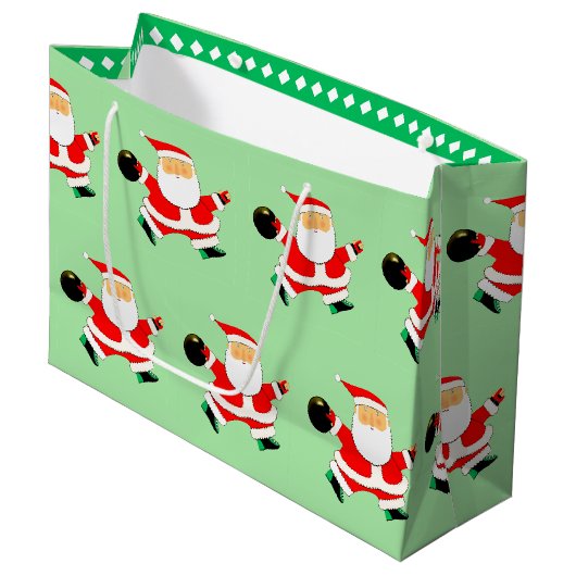 Grand Sac Cadeau Noël Bowling Fête (Devant Angle)