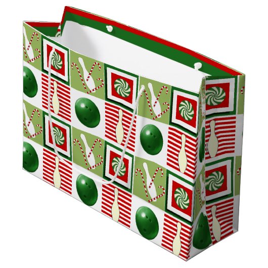 Grand Sac Cadeau Noël Bowling Fête de Noël (Devant Angle)