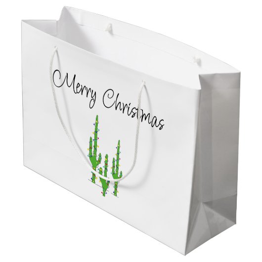 Grand Sac Cadeau Noël Cactus Désert Sud-Ouest (Dos Angle)