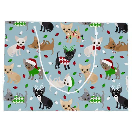 Grand Sac Cadeau Noël Chihuahua Tous les manteaux (Dos)