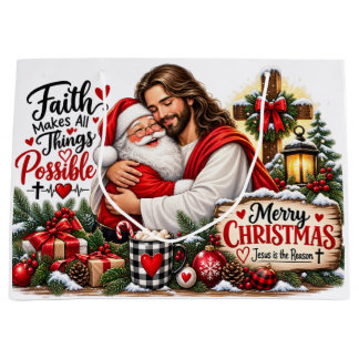 Grand Sac Cadeau Noël chrétien | Jésus est la raison
