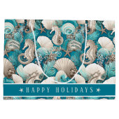 Grand Sac Cadeau Noël côtier Bold Motif hippocampe #4 ID1009 (Dos)