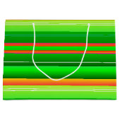 Grand Sac Cadeau Noël couleur créative vert rouge rayé (Devant)