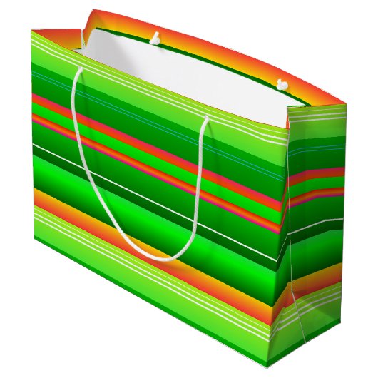 Grand Sac Cadeau Noël couleur créative vert rouge rayé (Dos Angle)