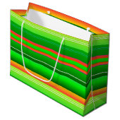 Grand Sac Cadeau Noël couleur créative vert rouge rayé (Devant Angle)