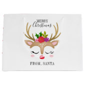 Grand Sac Cadeau Noël Cute Reinder personnalisé (Devant)
