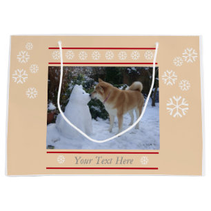 Grand Sac Cadeau Noël de baiser mignon de photo d'akita de bonhomm