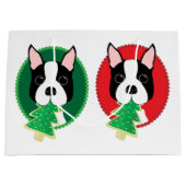 Grand Sac Cadeau Noël de Boston Terrier (Devant)
