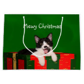 Grand Sac Cadeau Noël de chat de Kitty (Devant)