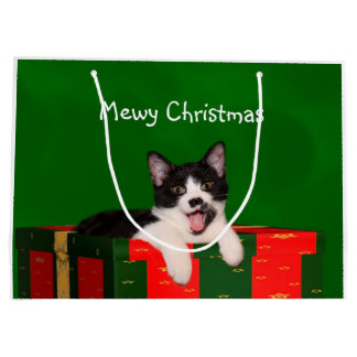 Grand Sac Cadeau Noël de chat de Kitty