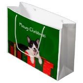 Grand Sac Cadeau Noël de chat de Kitty (Devant Angle)