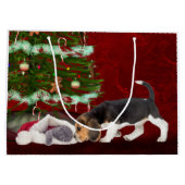 Grand Sac Cadeau Noël de chat et de beagle (Dos)