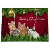 Grand Sac Cadeau Noël de famille de chat (Devant)