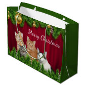 Grand Sac Cadeau Noël de famille de chat (Dos Angle)