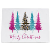 Grand Sac Cadeau Noël de Glam rose et turquoise (Devant)