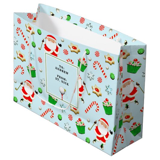 Grand Sac Cadeau Noël de golf Vacances (Devant Angle)
