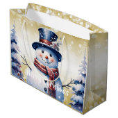 Grand Sac Cadeau Noël de la forêt d'hiver | Or (Dos Angle)