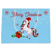 Grand Sac Cadeau Noël de la licorne magique (Devant)