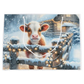 Grand Sac Cadeau Noël de la vache festive mignonne (Devant)