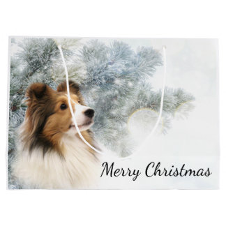 Grand Sac Cadeau Noël de Sheltie de sable