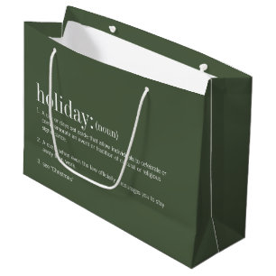 Grand Sac Cadeau Noël Définition Vacances Vert