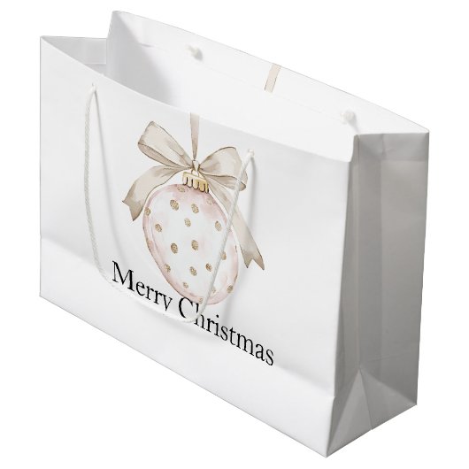 Grand Sac Cadeau Noël des ornements en ivoire blanc (Devant Angle)