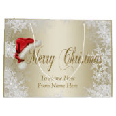 Grand Sac Cadeau Noël d'or Santa Hat Snowflake (Dos)