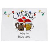 Grand Sac Cadeau Noël du Père Noël de la bière (Devant)