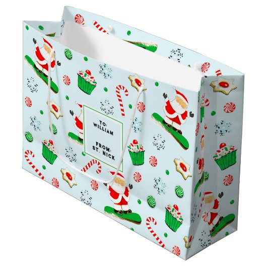 Grand Sac Cadeau Noël du snowboard (Devant Angle)