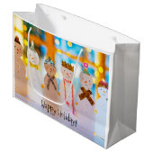 Grand Sac Cadeau Noël élégant à Snowman (Devant Angle)