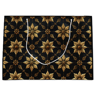 Grand Sac Cadeau Noël Élégant - Fleur