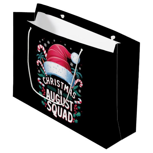 Grand Sac Cadeau Noël En Août Squad Drôle Noël D'Été (Devant Angle)