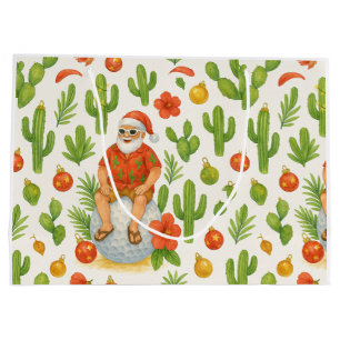 Grand Sac Cadeau Noël en Arizona avec Cactus Santa Claus Golfeur