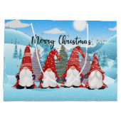 Grand Sac Cadeau Noël festif gnomes de Noël (Dos)