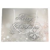 Grand Sac Cadeau Noël Fête Élégant Flocon de neige (Devant)