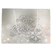 Grand Sac Cadeau Noël Fête Élégant Flocon de neige (Dos)