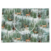 Grand Sac Cadeau Noël Forêt de cerfs (Devant)