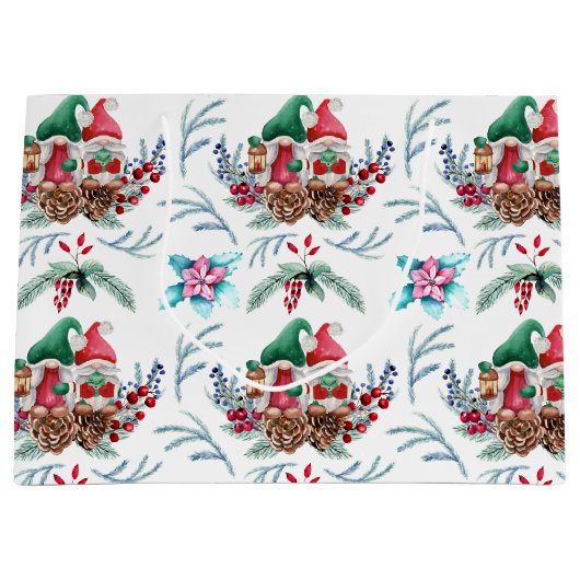 Grand Sac Cadeau Noël Gnome (Devant)