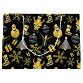 Grand Sac Cadeau Noël Gold Père Noël Snowman Stocking Motif cadeau (Devant)