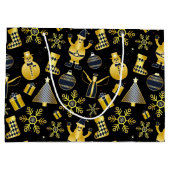 Grand Sac Cadeau Noël Gold Père Noël Snowman Stocking Motif cadeau (Dos)