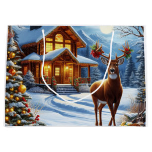Grand Sac Cadeau Noël/Hiver Deer Lodge