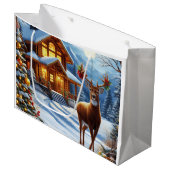 Grand Sac Cadeau Noël/Hiver Deer Lodge (Devant Angle)
