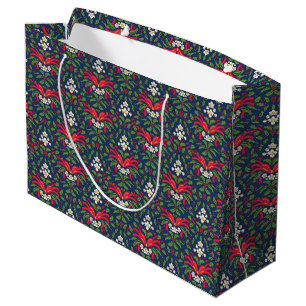 GRAND SAC CADEAU NOËL HOLLY FEUILLES ET BERRIES AVEC ROUGE