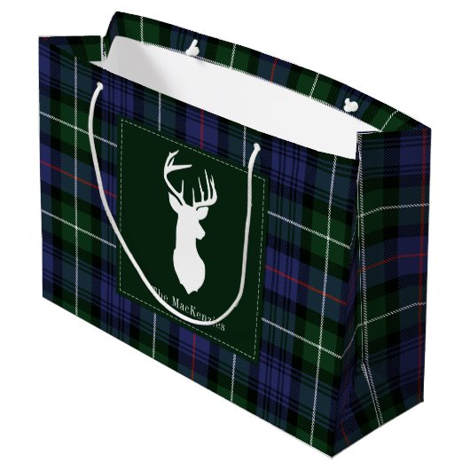 Grand Sac Cadeau Noël Jours fériés Clan MacKenzie Tartan (Dos Angle)